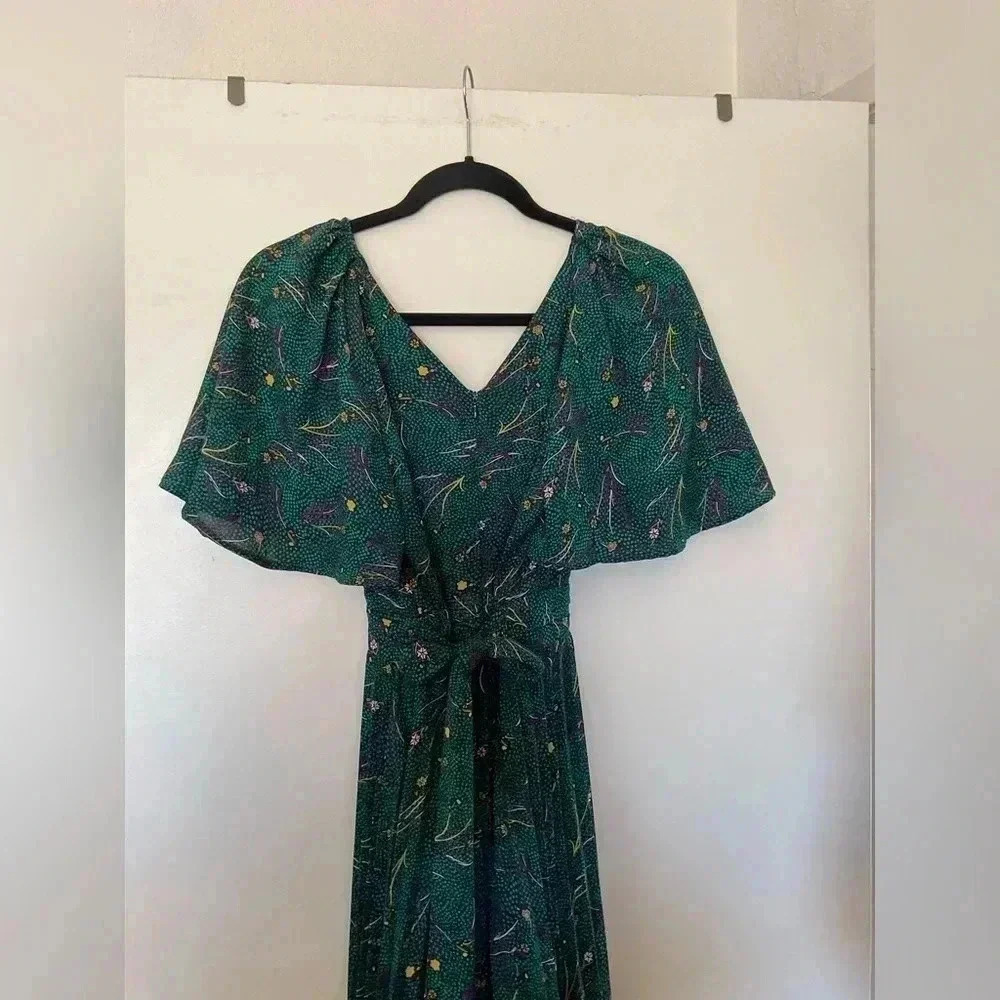 Nwot Modcloth Blooms By The Evergreen Fit Flare Floral Pleated Midi Dress View 4